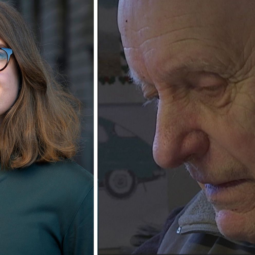 En delad bild som visar en person i en grön skjorta med utsläppt hår på vänster sida, och en annan oskarp bild av en person med runda, mörka solglasögon på höger sida. Båda bilderna har en neutral bakgrund som inte distraherar från huvudfokuset.