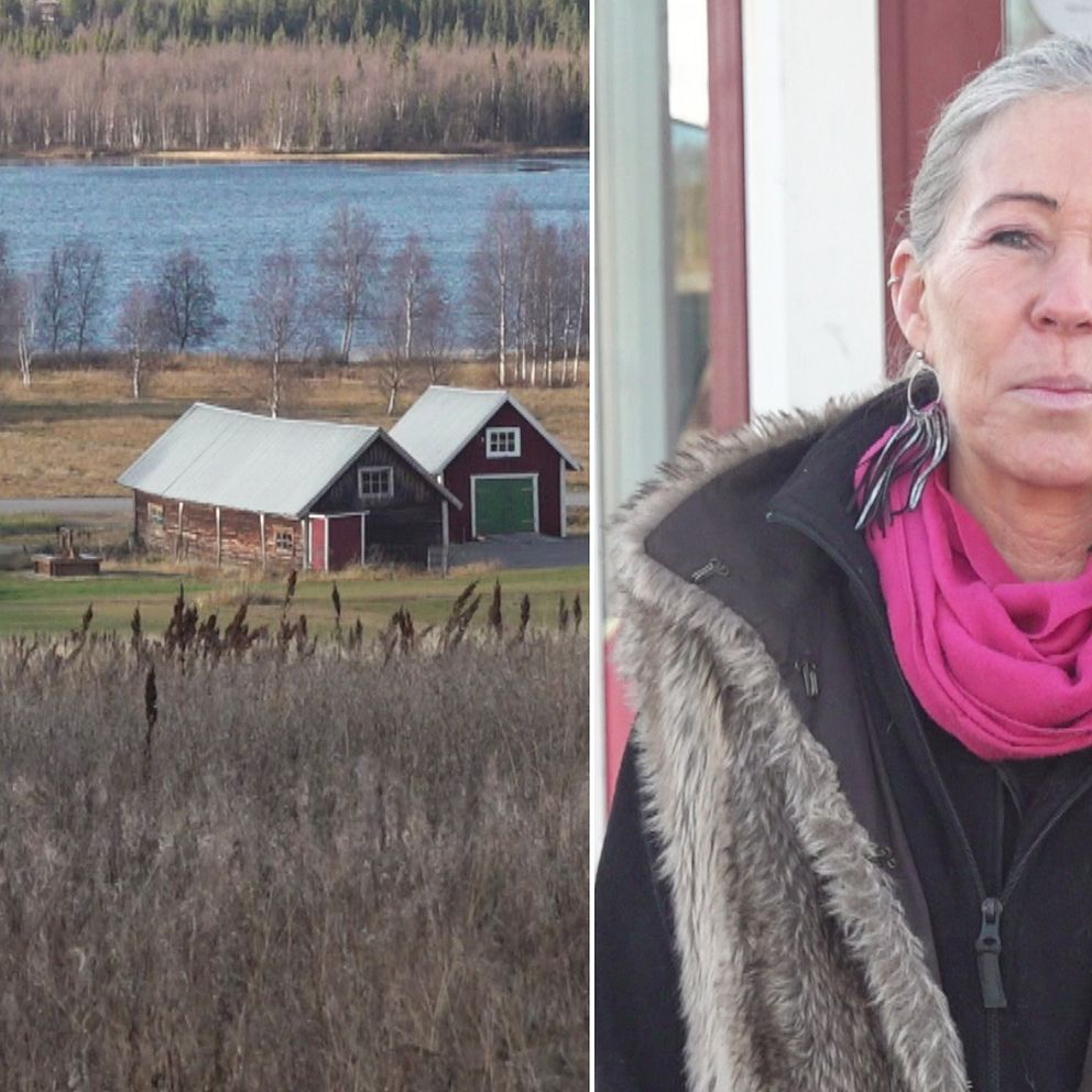 Susann Svennemyr står utanför sin butik i Muodoslompolo.