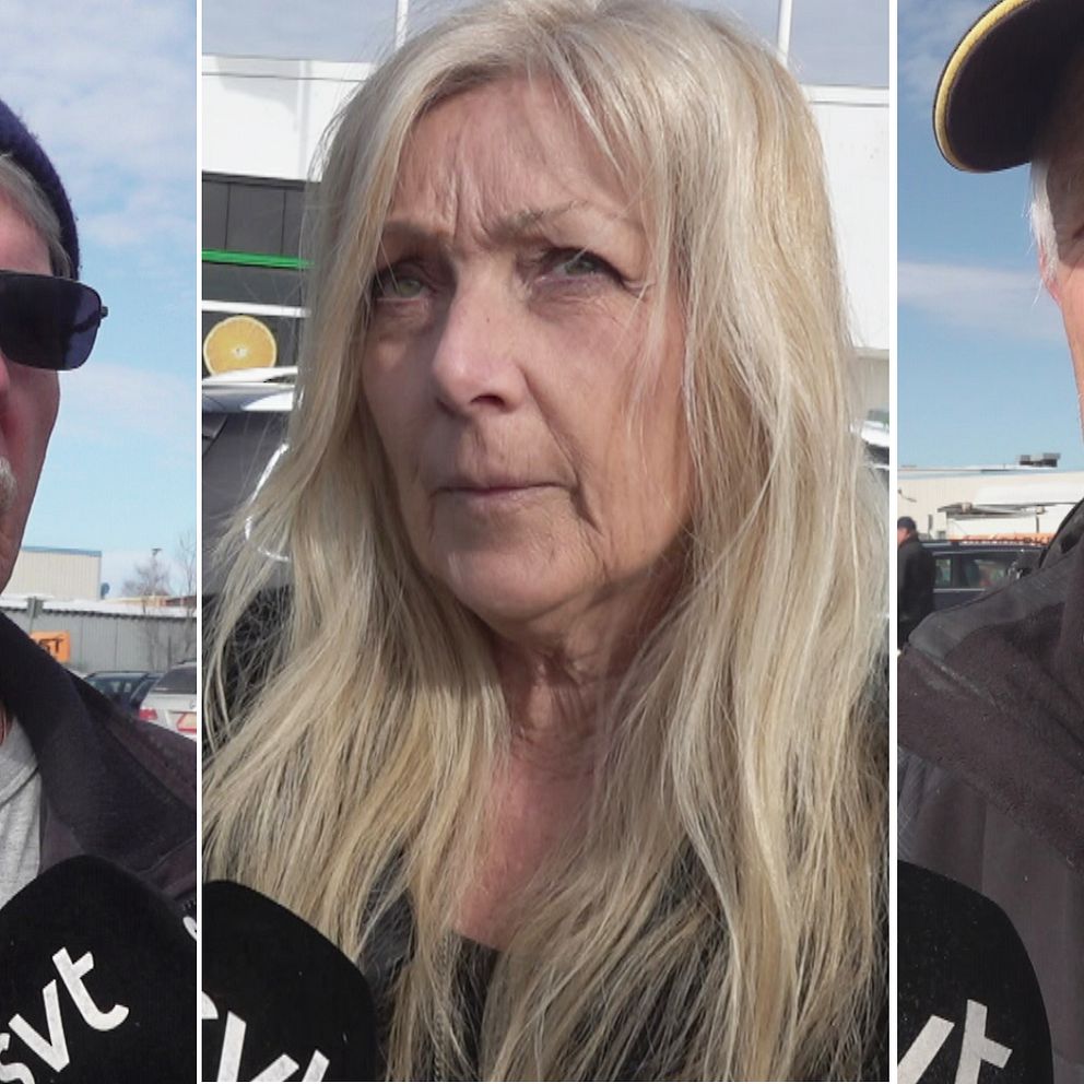 Tre personer fotograferade på en parkering utanför en matbutik, när de svarar på vad Svenska kyrkan borde göra för att behålla medlemmar. Från vänster: Kenneth Sjöström, Ann-Catrin Hansson och Magnus Säveros.