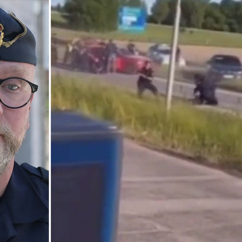 Den misstänkta bilen stoppades intill motorvägen i Järna. Hör vad vi vet om de gripna männen i videon.