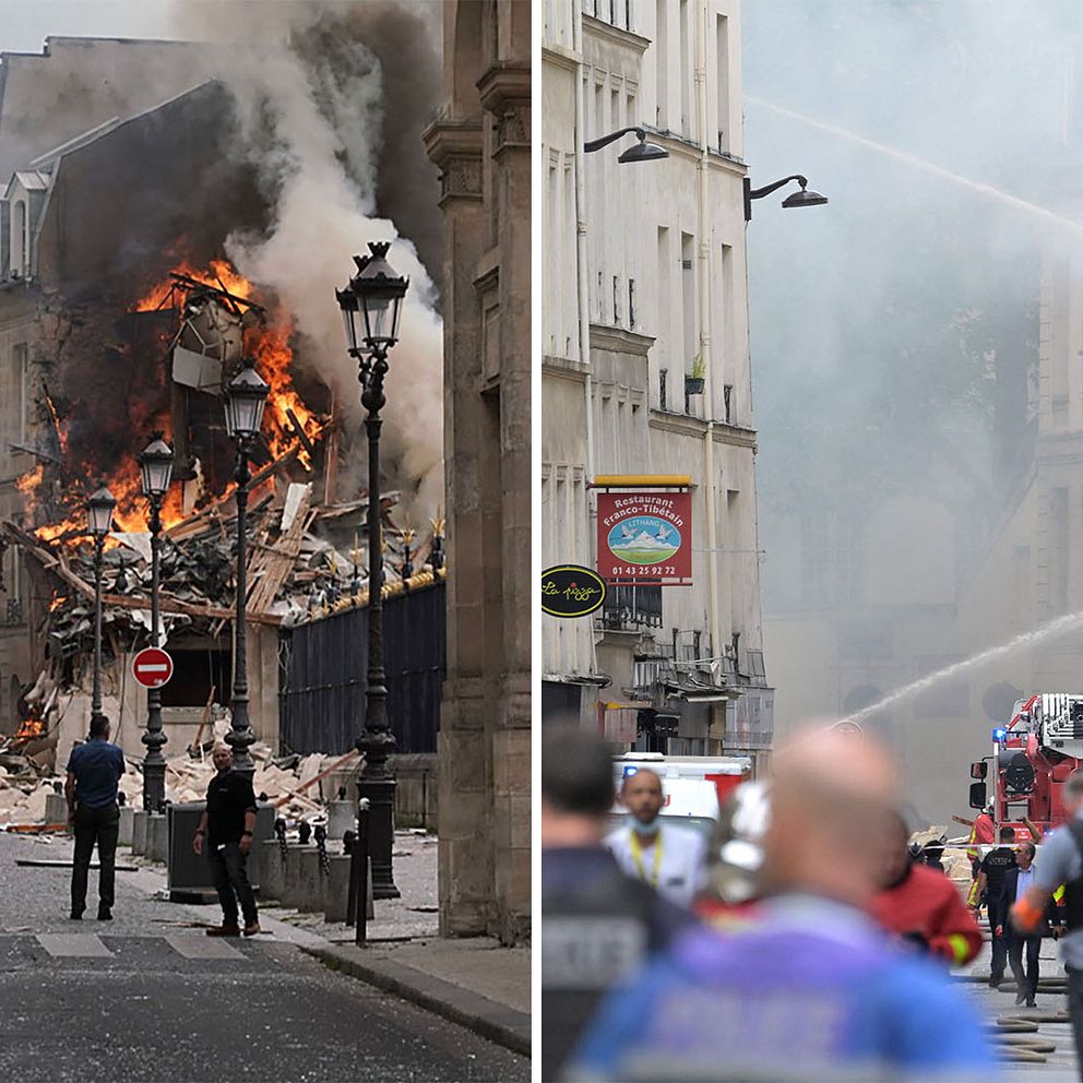 Flera byggnader brinner i Paris.