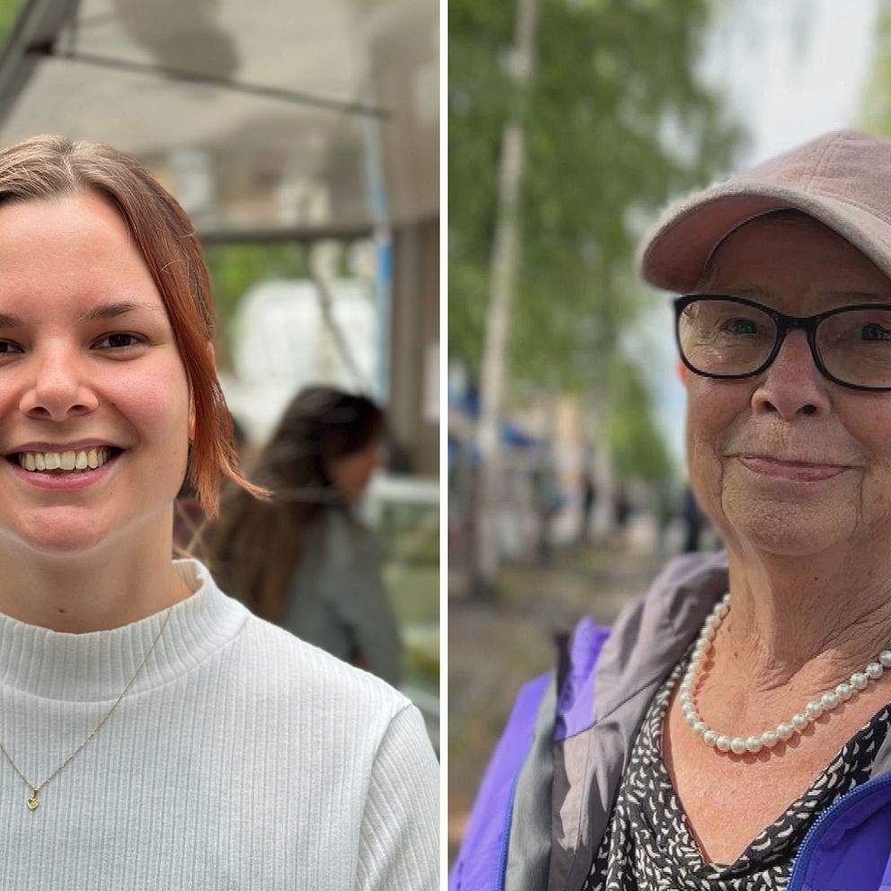 En ung kvinna till vänster och en äldre kvinna till höger