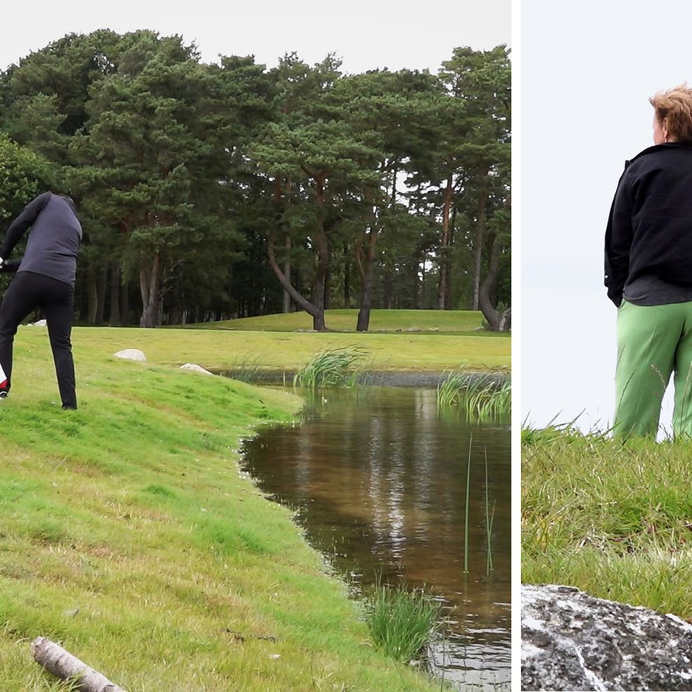 Våtmark golf Sölversborgsgolfklubb. Niklas Lindborg och Katrine Svensson.