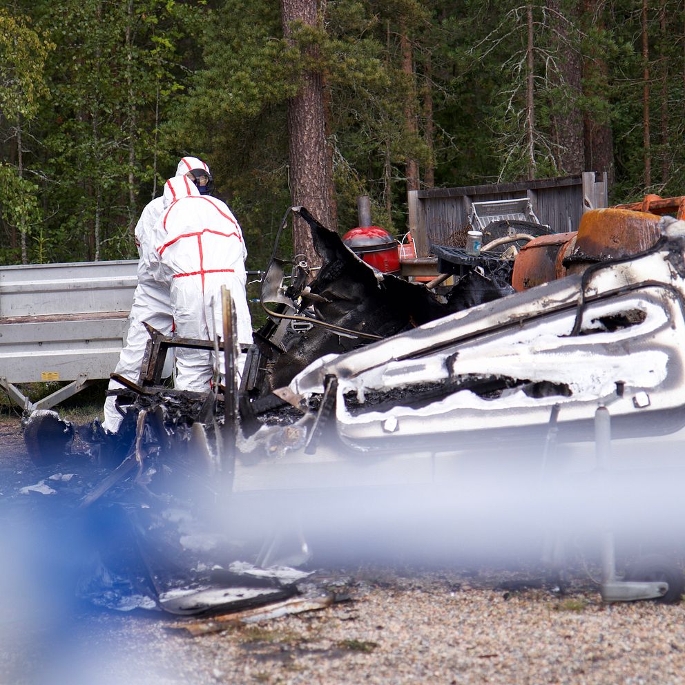 Eldhärjad husvagn