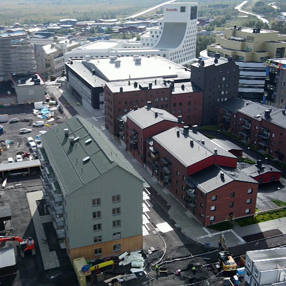 Vy över Kirunas nya centrum.