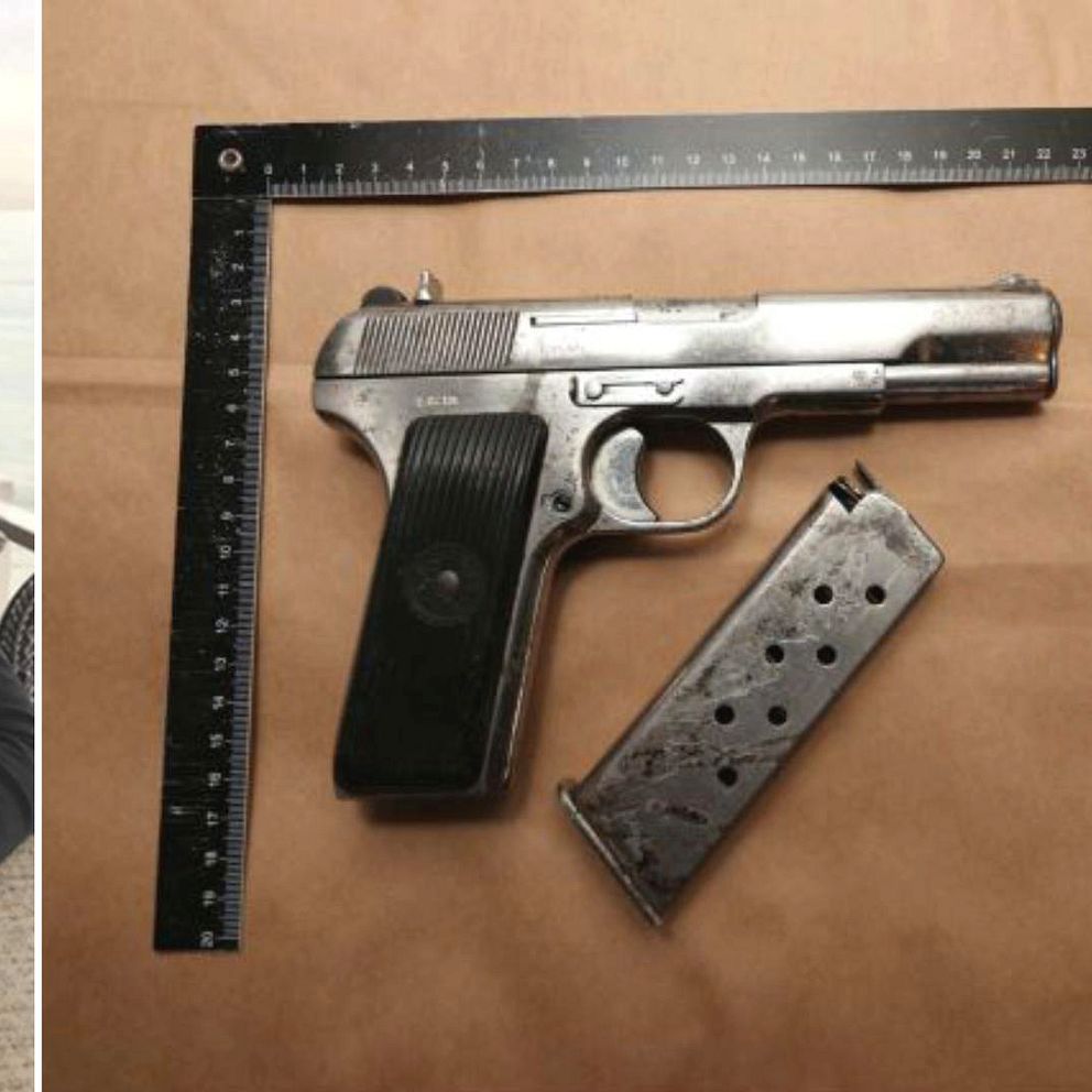 Bild på ett vapen som hittades i lägenheten i Ronna.