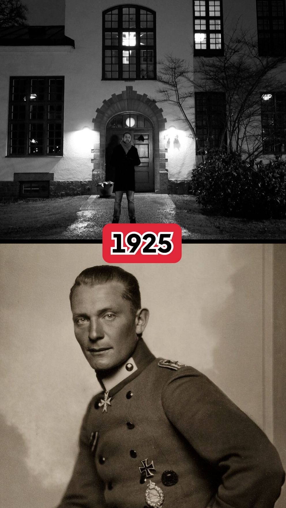 SVT:s reporter Omar Dahem och nazistledaren Hermann Göring.