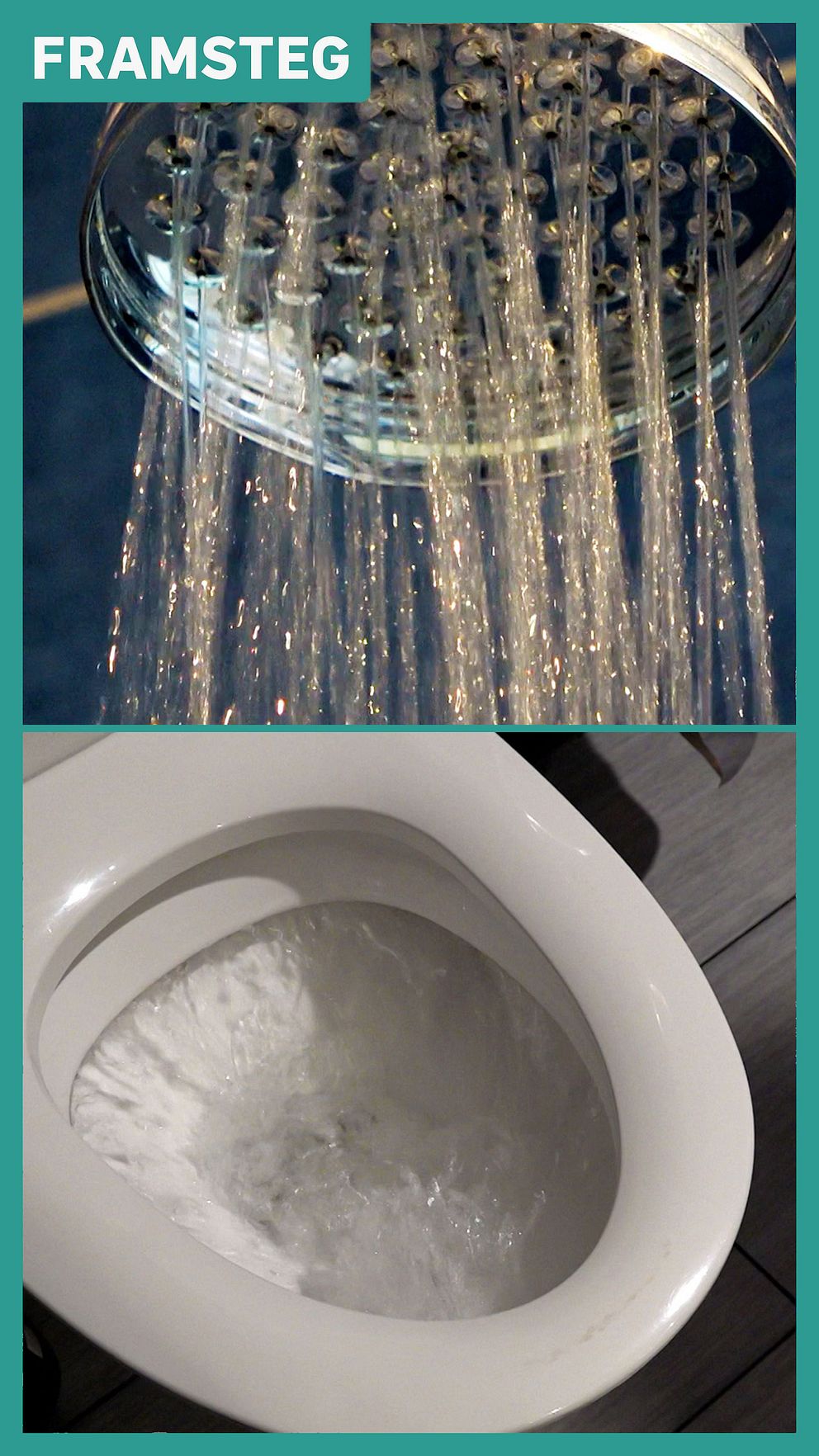 Dusch och toalett illustrerar återanvändning av avloppsvatten i svenska hushåll.