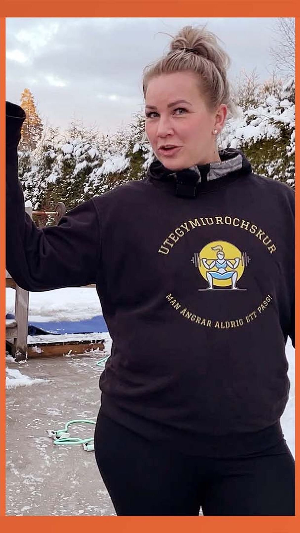 Tredelad bild. Längst till vänster: Personer tränar utomhus. I mitten: Kvinna med träningskläder. Till höger: Tränande kvinna med hörlurar.