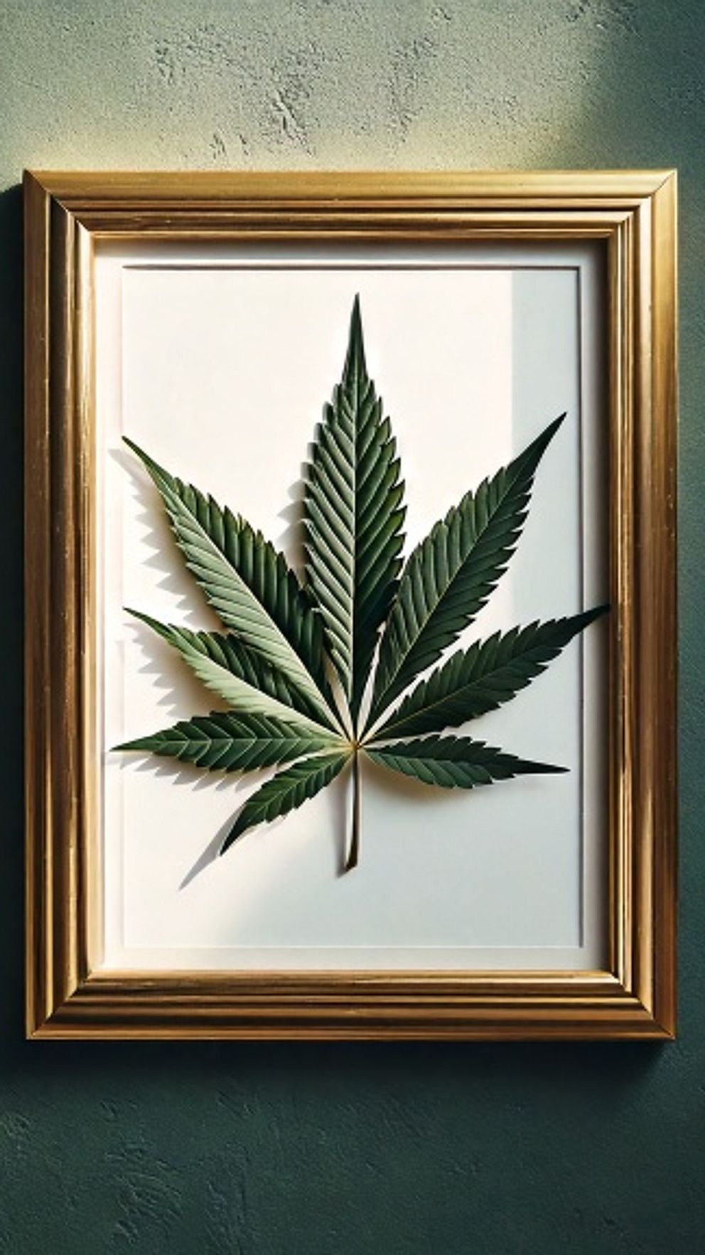 AI-genererad bild på ett marijuanablad i en ram