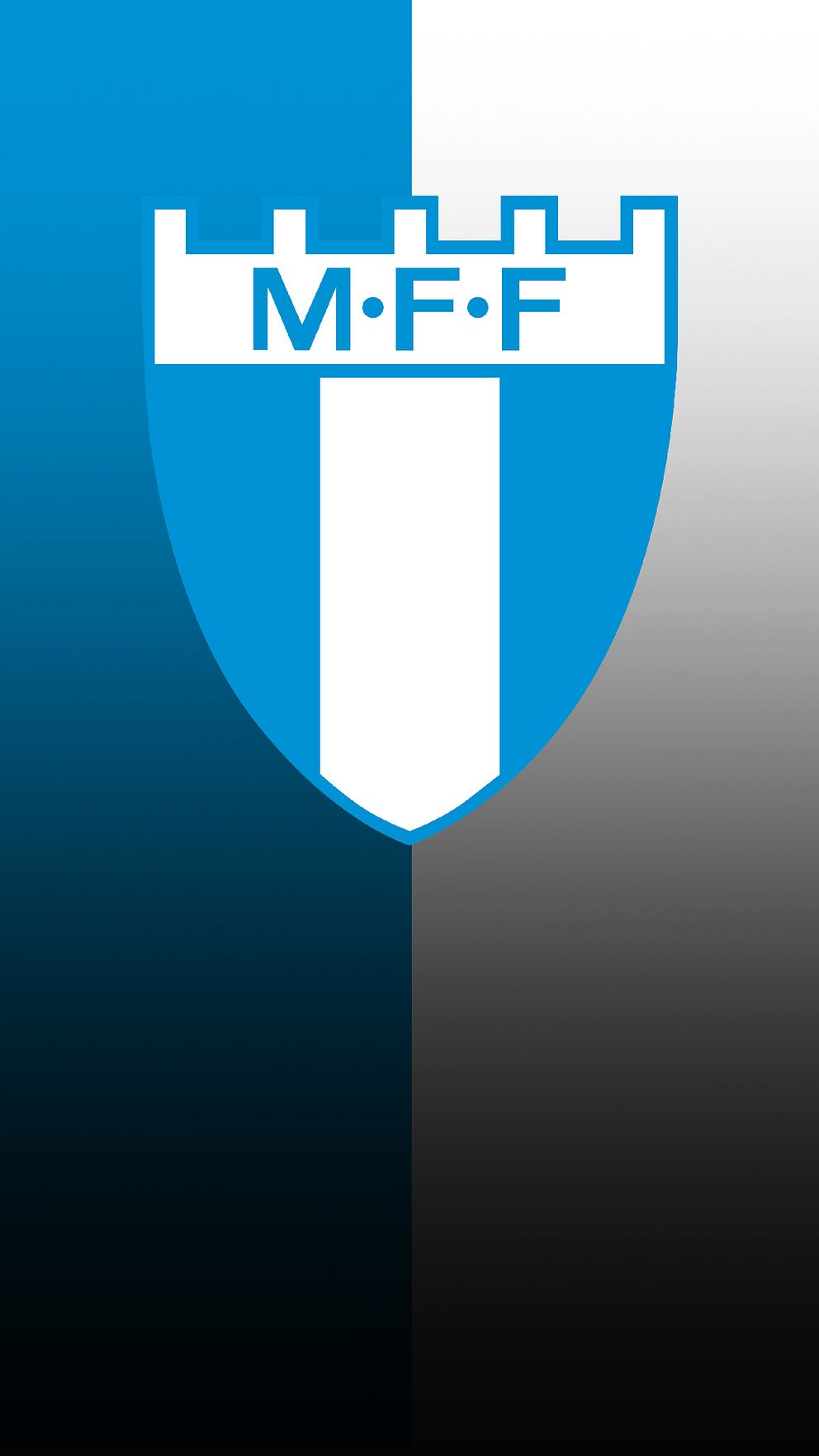 Delad bild. Till vänster: MFF-logotyp på blå bakgrund. Till höger: MFF-logotyp på vit bakgrund.