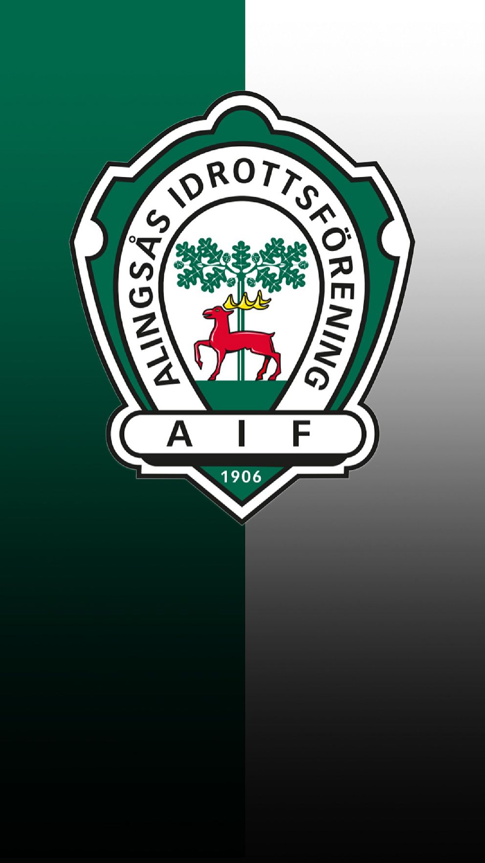 Alingsås Idrottsförenings emblem på gröngrå bakgrund.