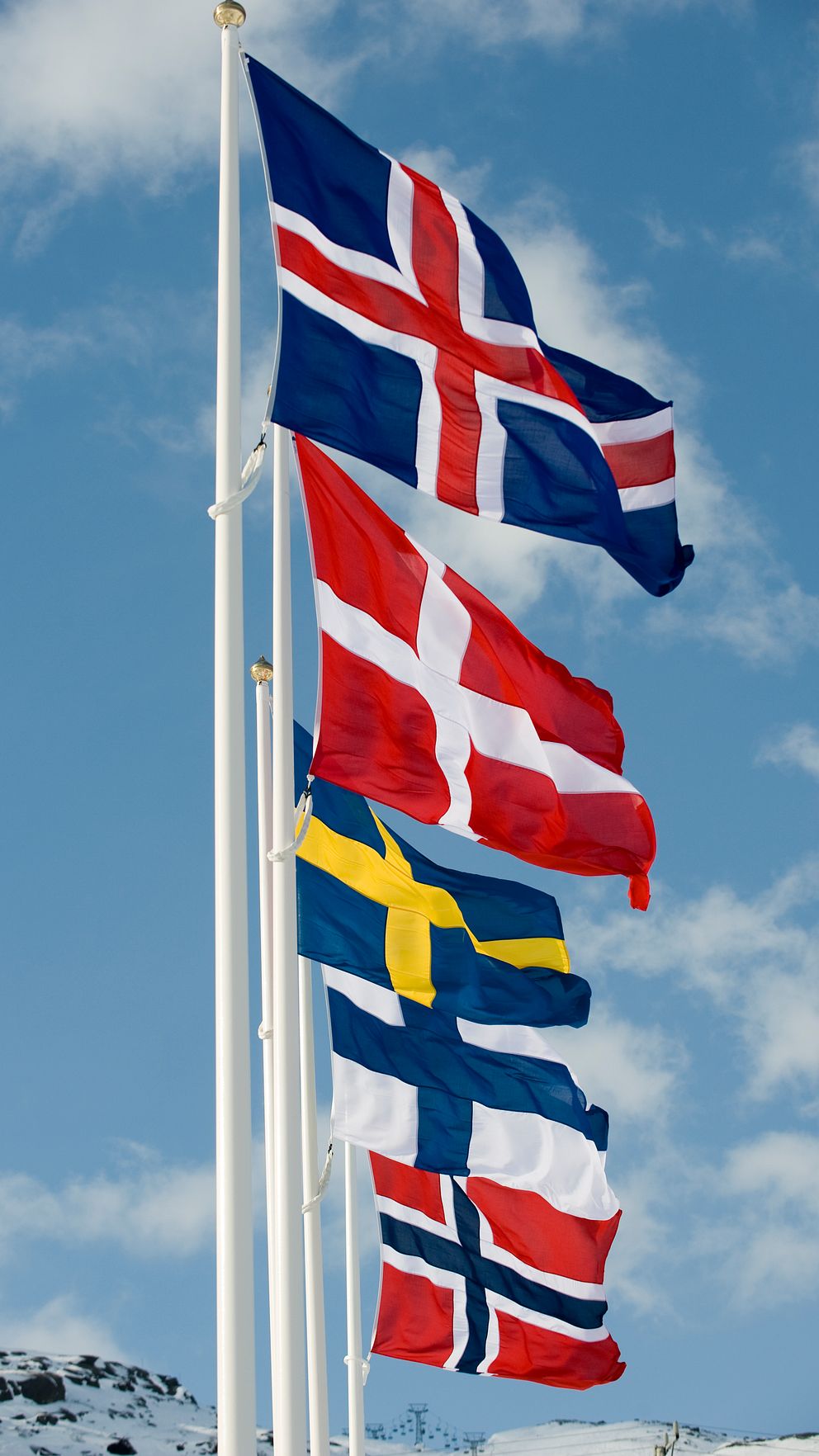 De nordiska ländernas flaggor.