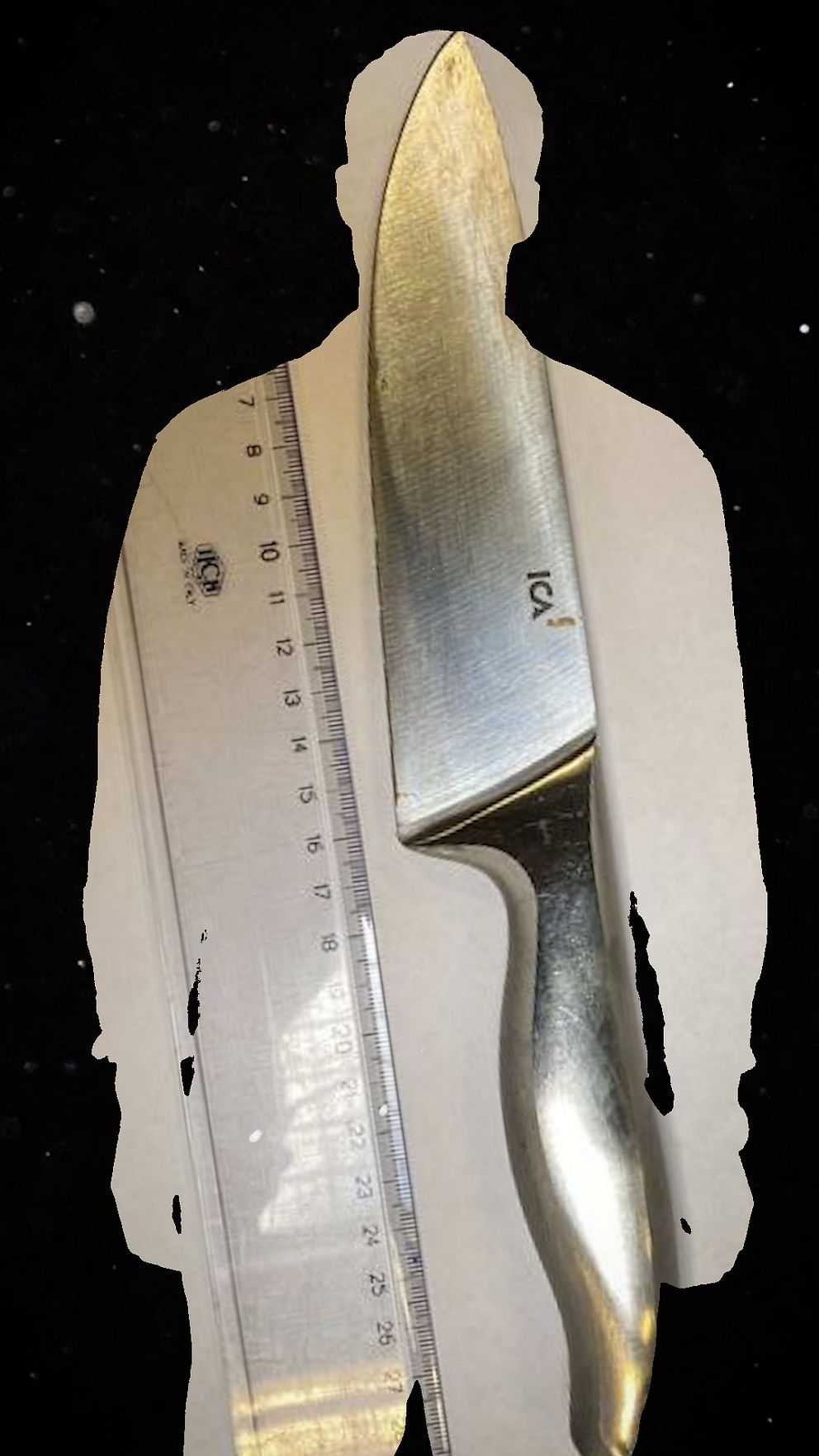 Silhuett av man med en bild på en kniv.
