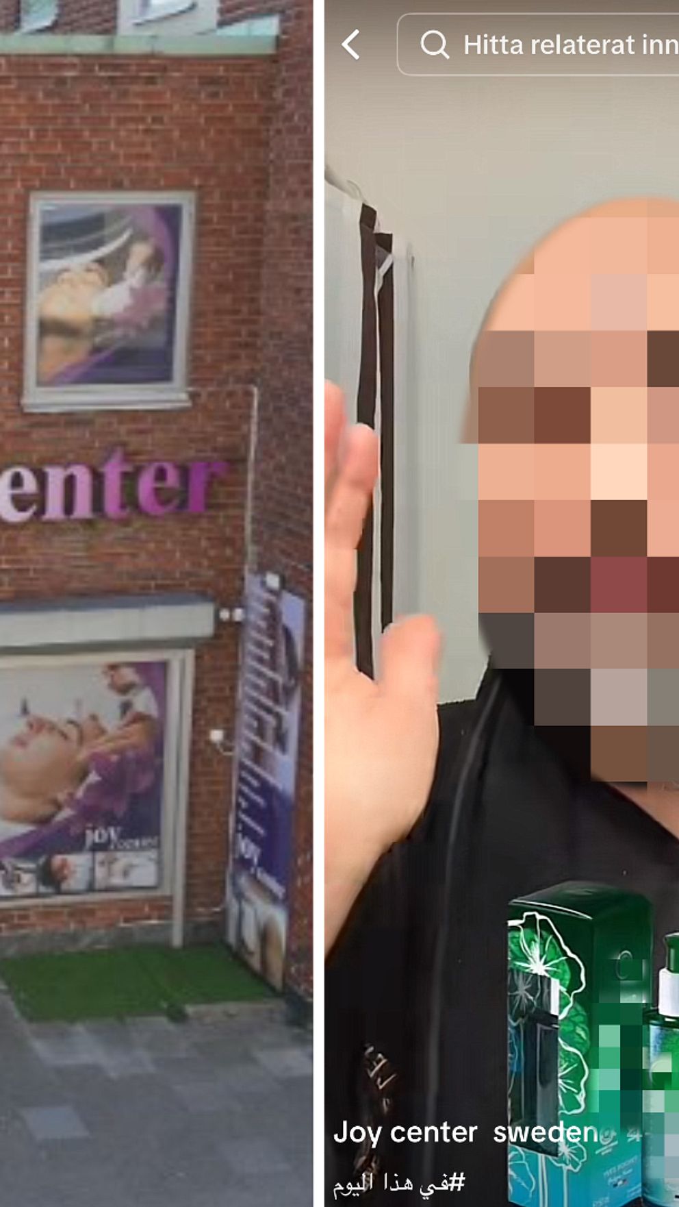 Två bilder från Tiktok på Hudmagikern och Joy Center salong i Malmö.