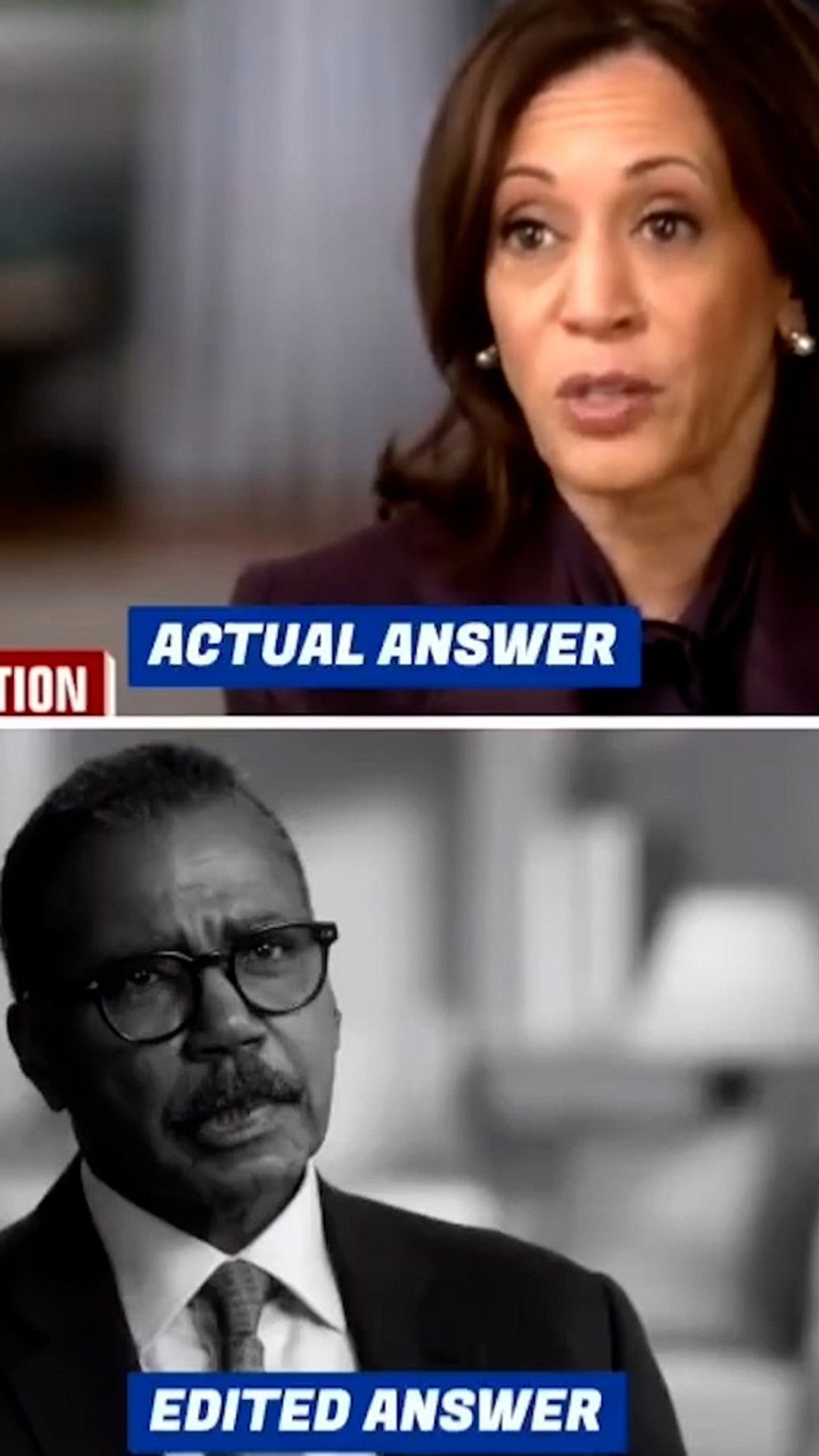 Splitbild med Donald Trump och skärmdump från hans Instagram