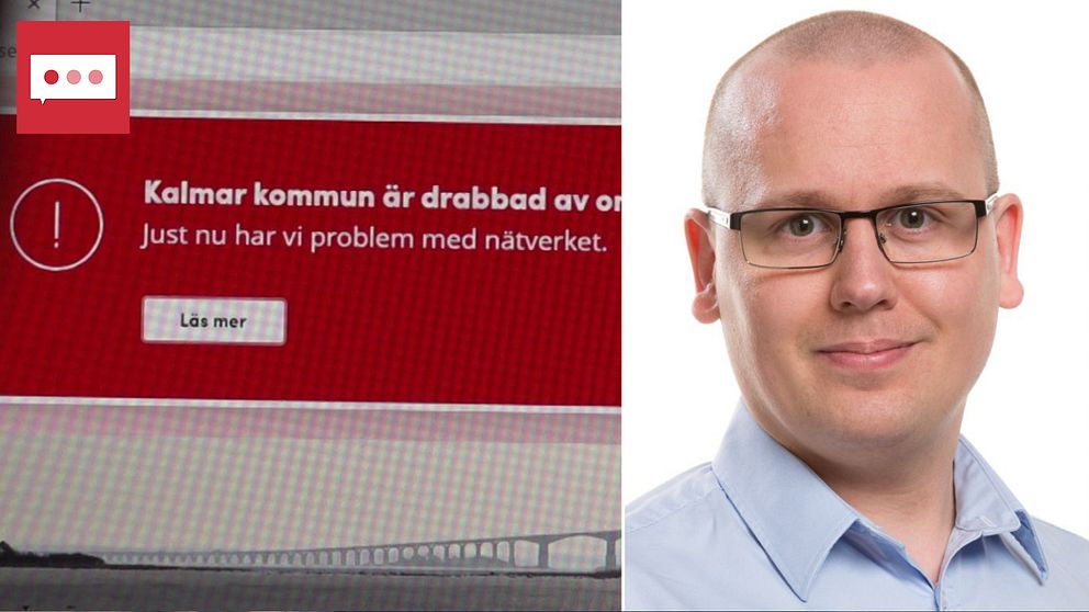 Bildsplit på en kommunhemsida och en pressbild på en man med glasögon