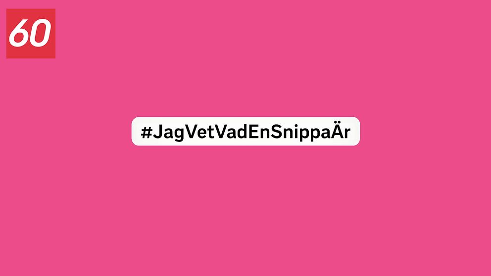 En rosa bakgrund med texten #jagvetvadensnippaär också en röd ruta med siffrorna 60