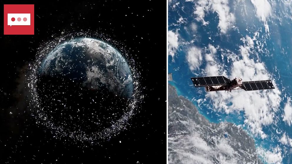 Animerade bilder som visar satelliter runt jorden.