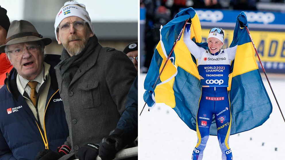 Kung Carl XVI Gustaf (till vänster), Jakob Forssmed och Jonna Sundling.