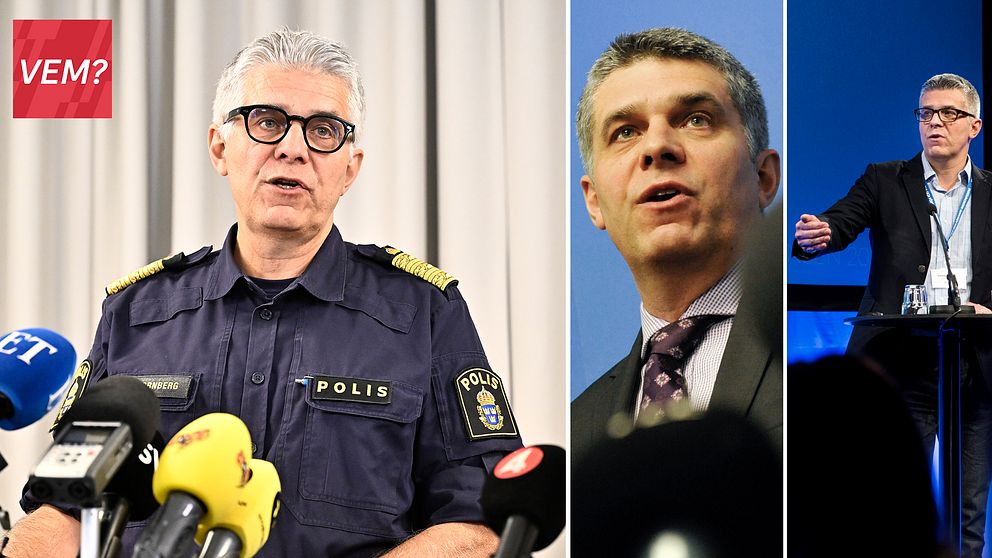 tre bilder på rikspolischef Anders Thornberg som jobbat i olika roller under sin 43 år långa karriär inom polisen