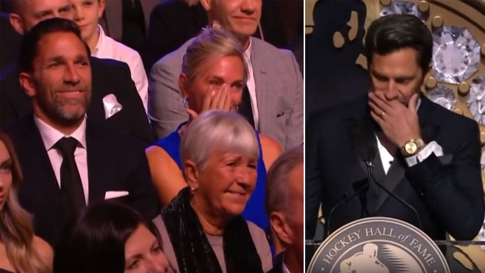 Henrik Lundqvist höll tal på Hall of Fame-gala.