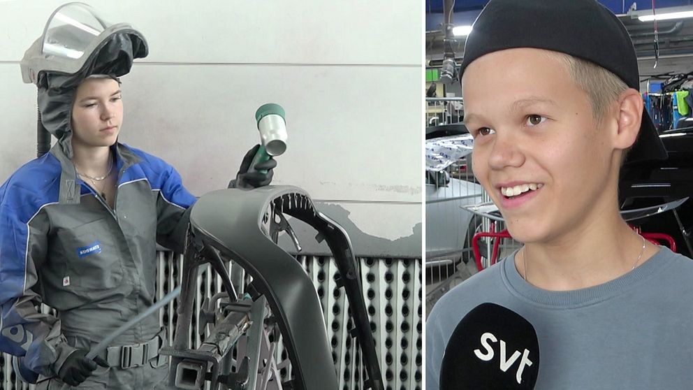 Högstadieelever i Norrbotten får testa hamra och lackera i verkstaden i Luleå.