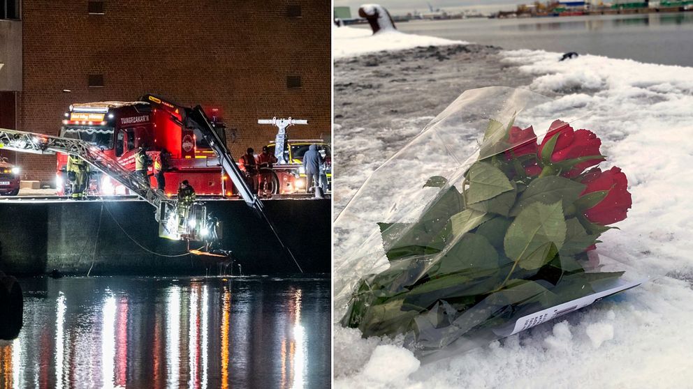 Räddningsinsats efter bilolyckan vid Sydkajen i Malmö