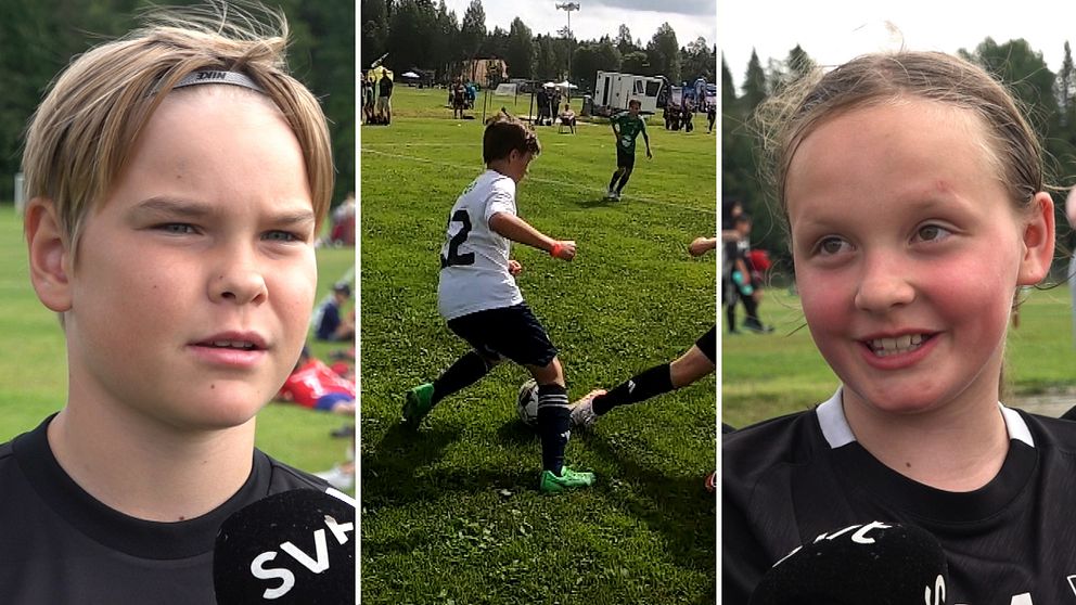 En spelare i vit tröja dribblar förbi en spelare i grön tröja