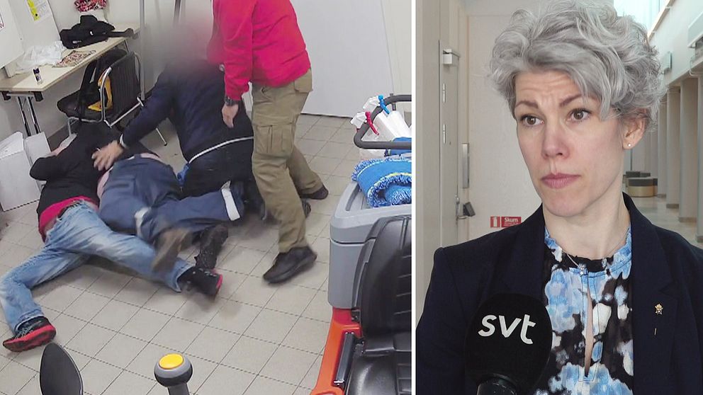 Misshandel av en person inne i en städskrubb och en bild på åklagare Anna Väppling