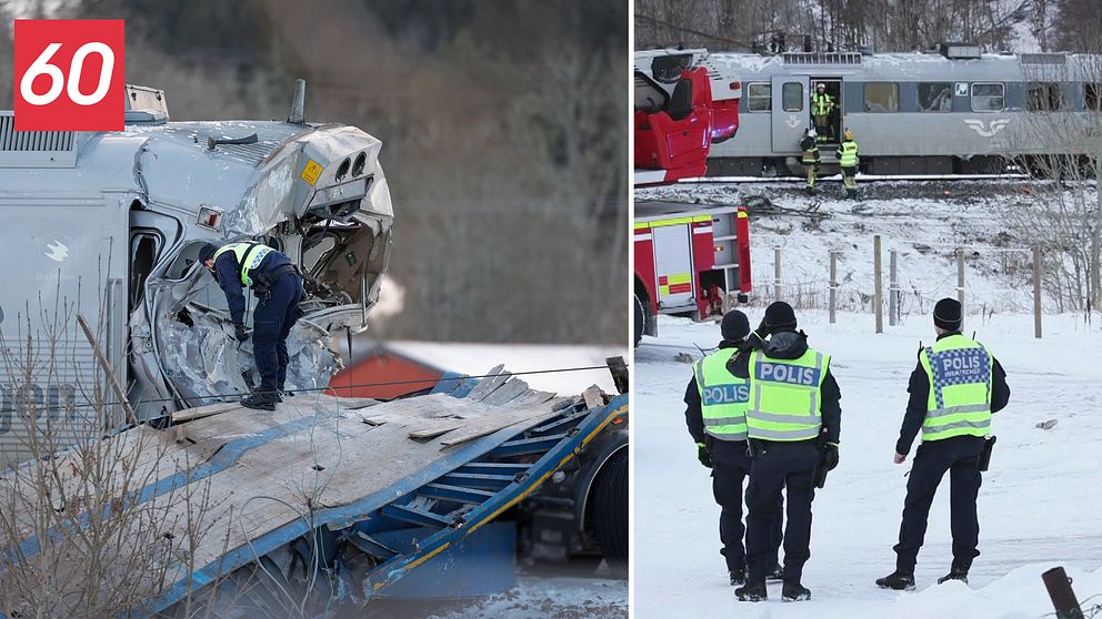 En person dog efter att ett tåg och en lastbil krockat utanför Uddevall. Här är bilder på det demolerade tåget.
