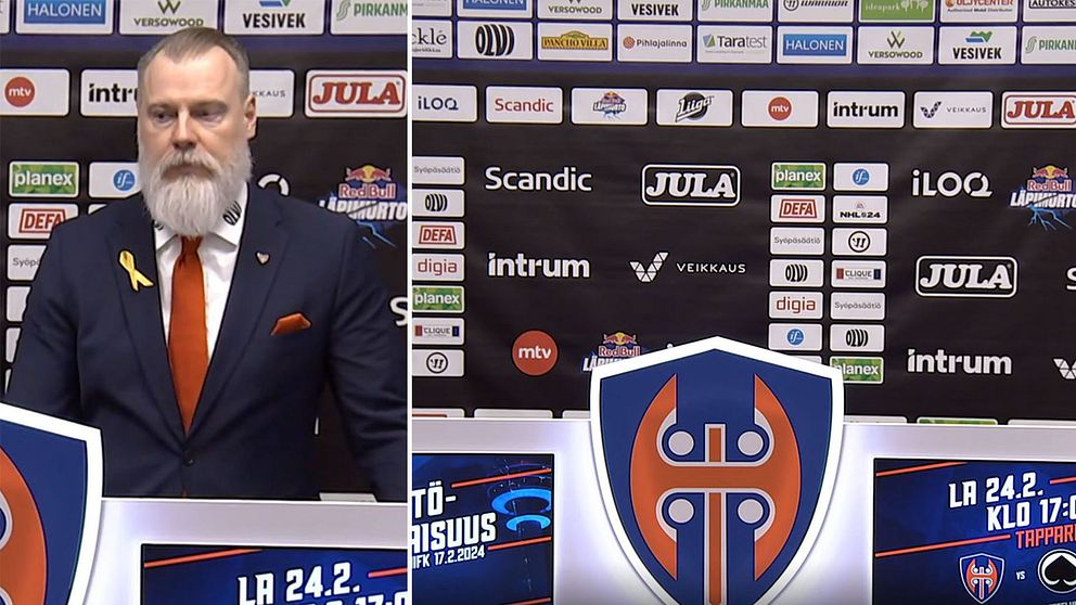 Rikard Grönborg med utbrott strax före presskonferensen.