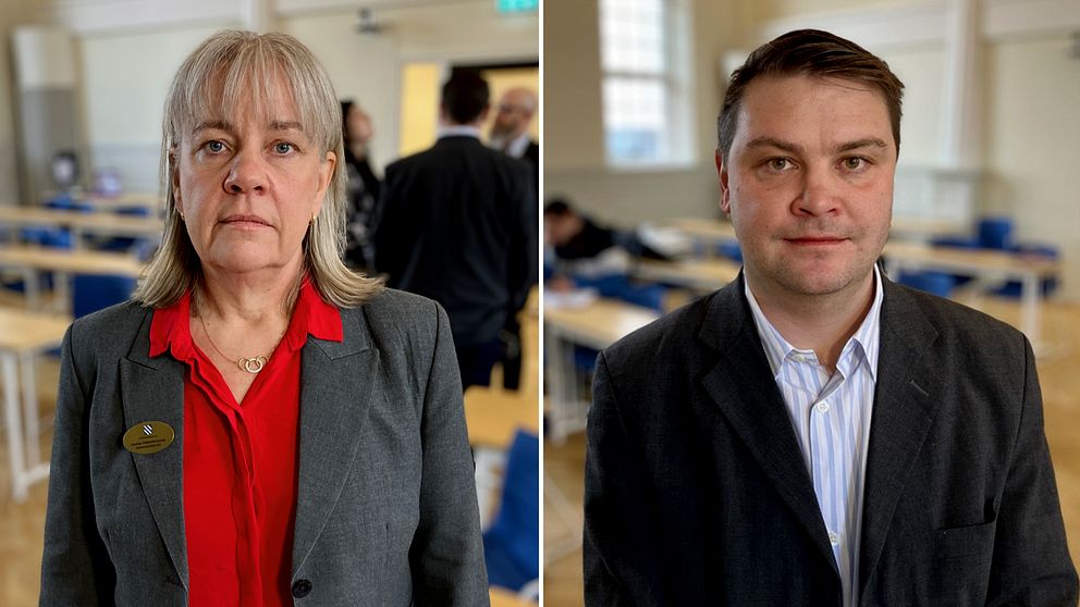 kommundirektör Maria Fredriksson och kommunstyrelsens ordförande Martin Sjölander (M)