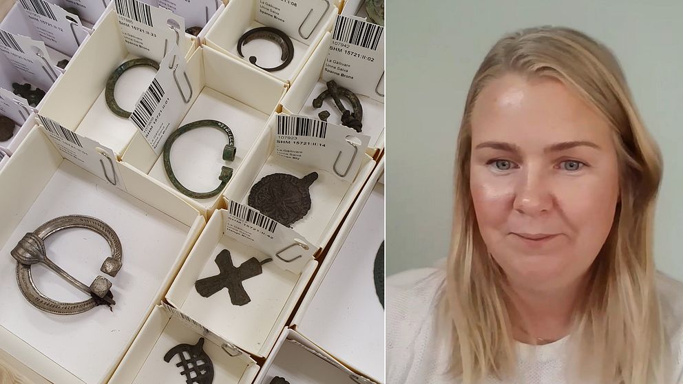 Samiska offergåvor och profilbild på Hannah Edenbrink Andersson.