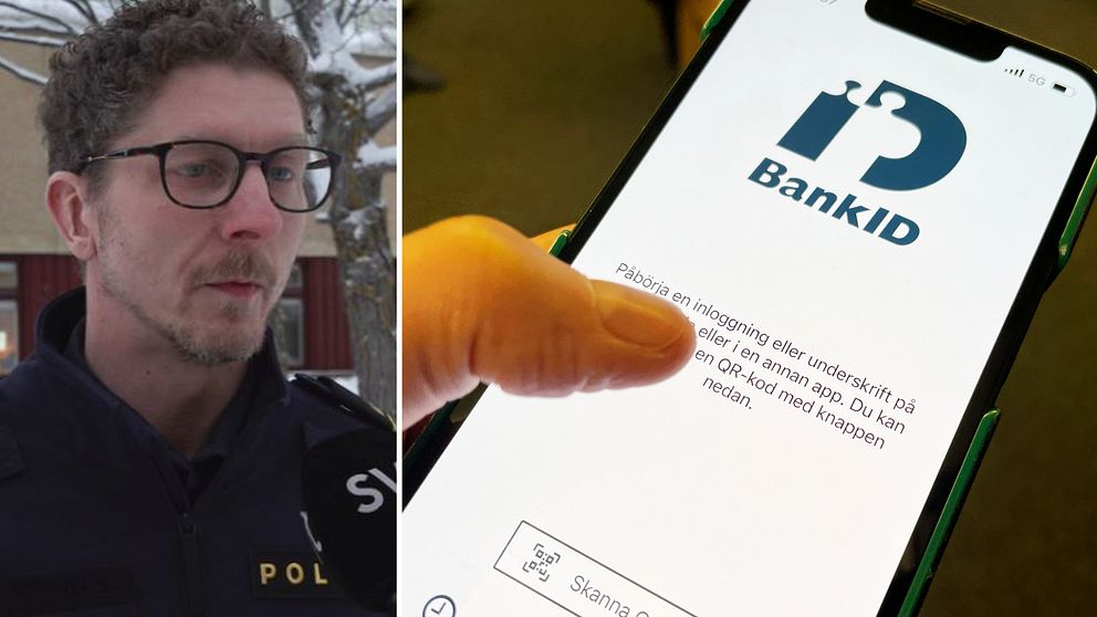 Johan Sangby och en närbild på en telefon med BankID.