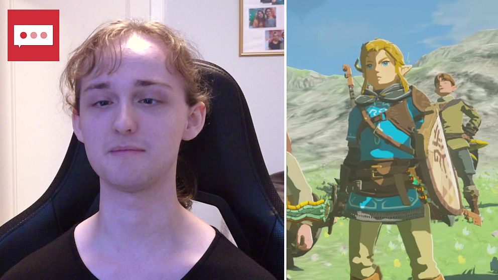 Till vänster en  bild på studenten och spelutvecklaren Noah Moltenberg Lundén. Till höger en bild på karaktären Link i Zelda-spelet.