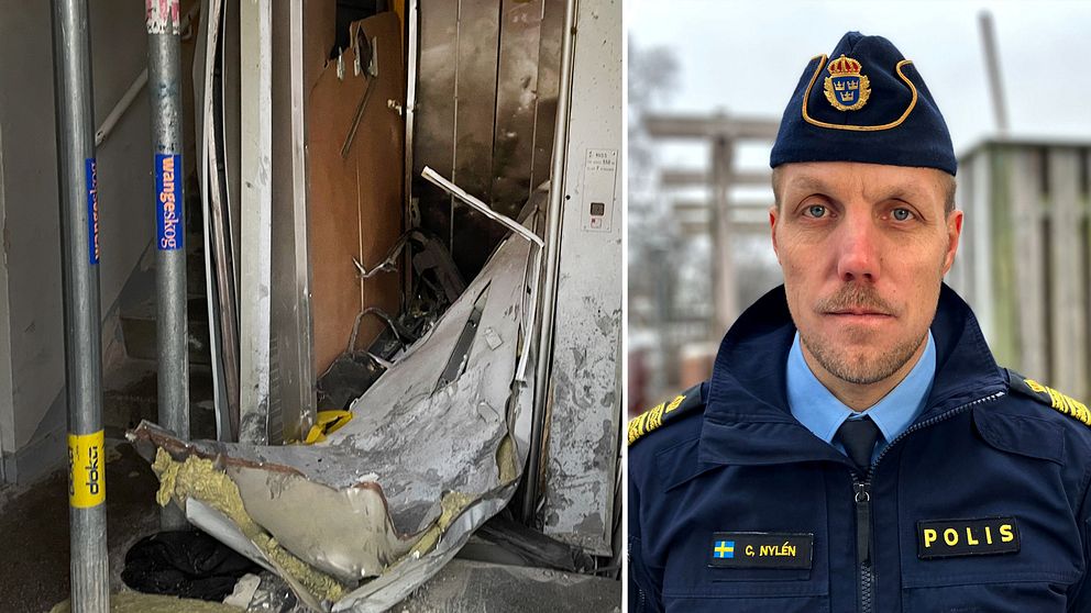 Polis och förödelse efter explosion i Mölndal
