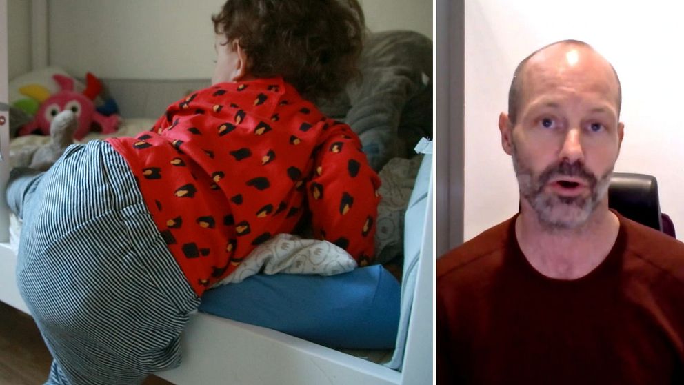 Vänster: Ett barn som kliver av sängen Höger: Olof Hertting, barninfektionsläkare
