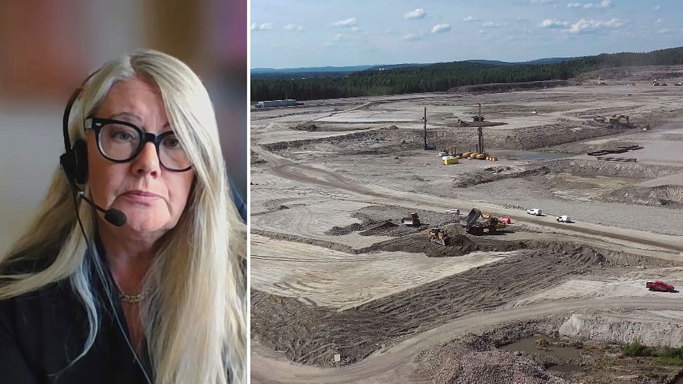 Till vänster bild på Annika Wallenskog, chefsekonom på SKR, till höger bild på H2 Green Steels område.