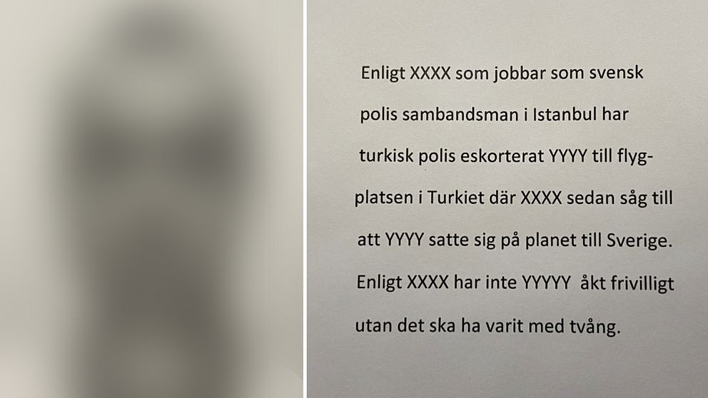 Blurrad bild på misstänkt person, PM ur en polisutredning.