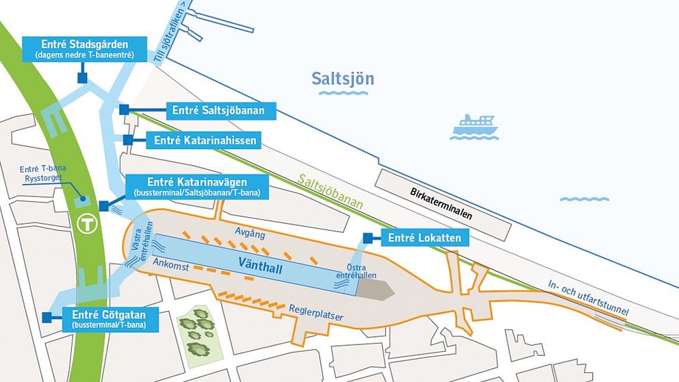 Entréer till bussterminalen vid Slussen