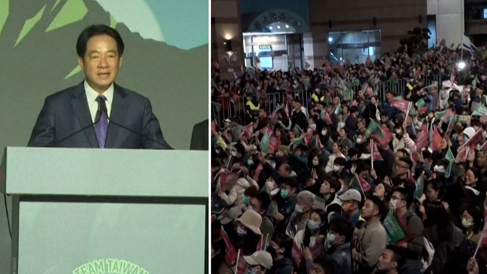 Taiwans nyvalde president Lai Ching-te håller segertal