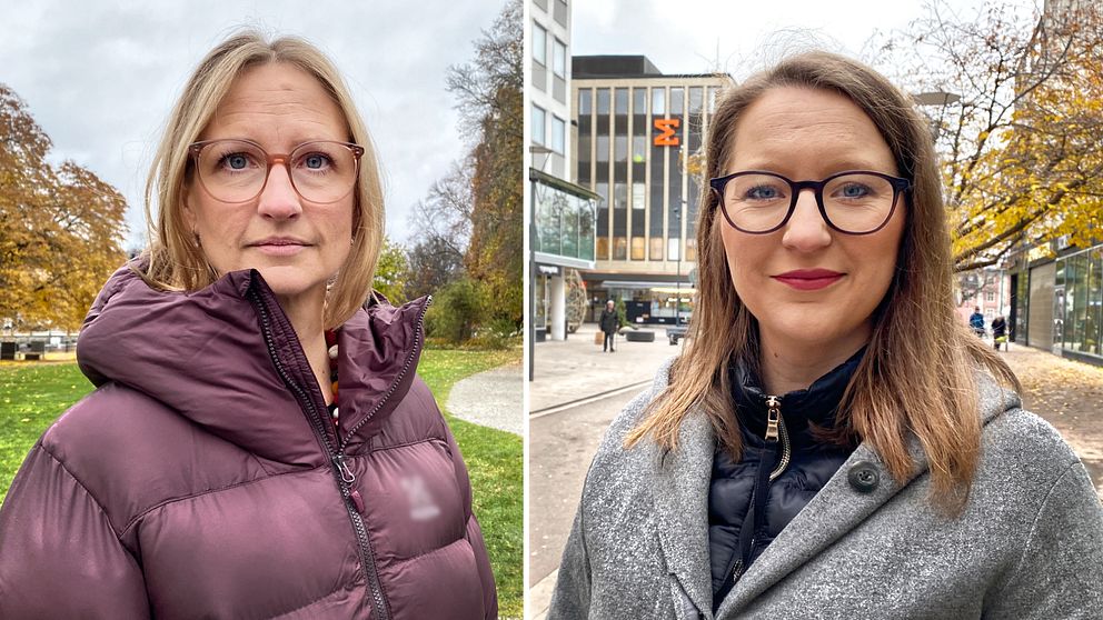 Porträttbilder på två riksdagsledamöter från Västmanland; Åsa Eriksson (S) och Caroline Högström (M)