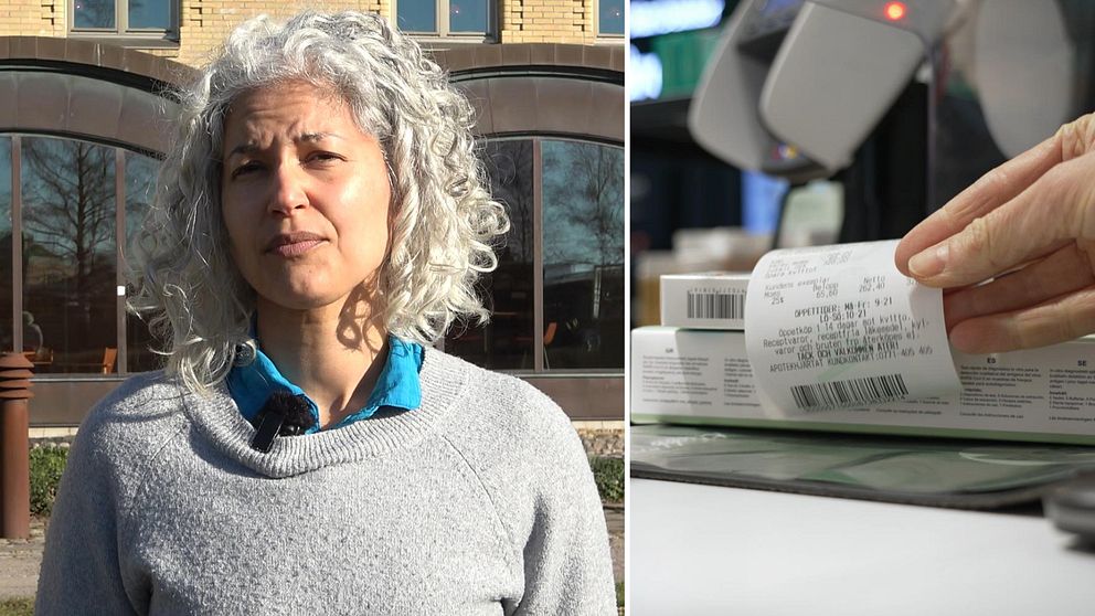 Porträttbild på kvinna och läkemedelshandel