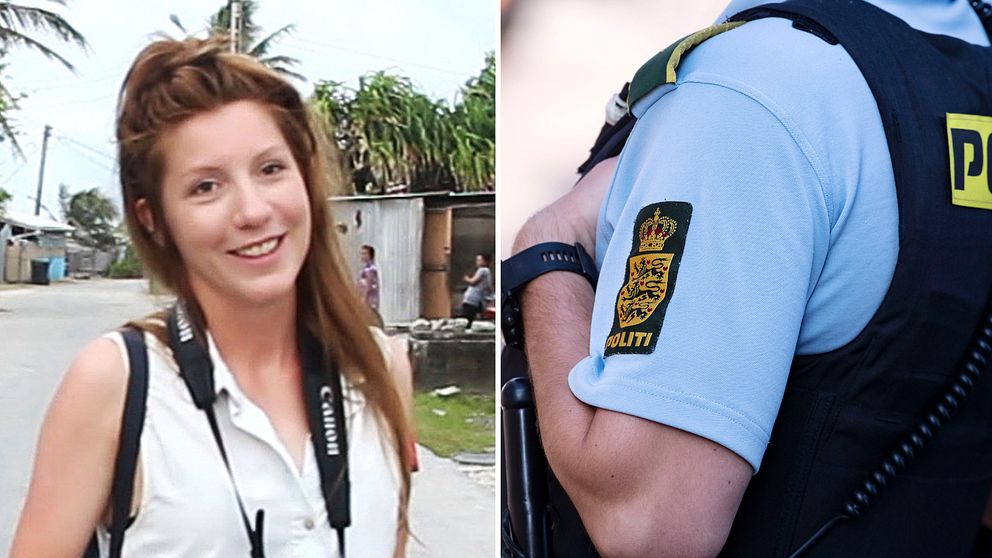 Kim Wall och en dansk polis.