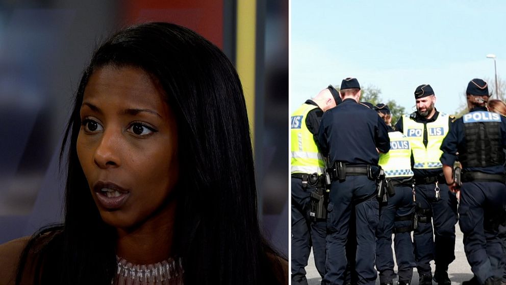 Sofia Yohannes och en grupp med poliser.