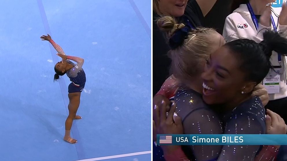Simone Biles säkrade VM-guld till USA i gymnastik-VM