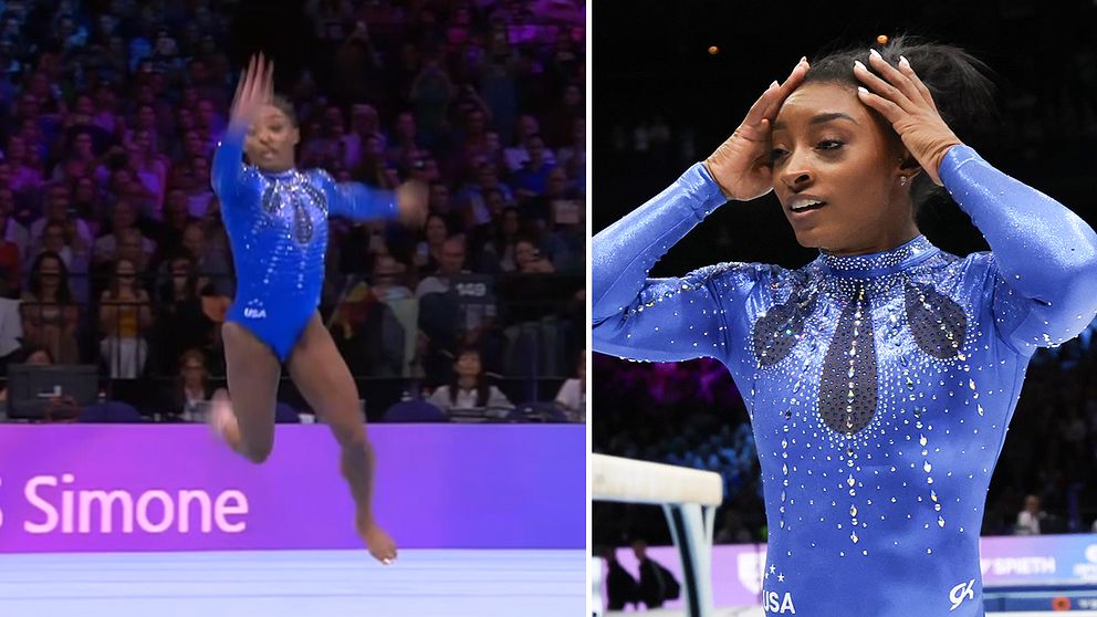 Simone Biles under fristående programmet i gymnastik-VM