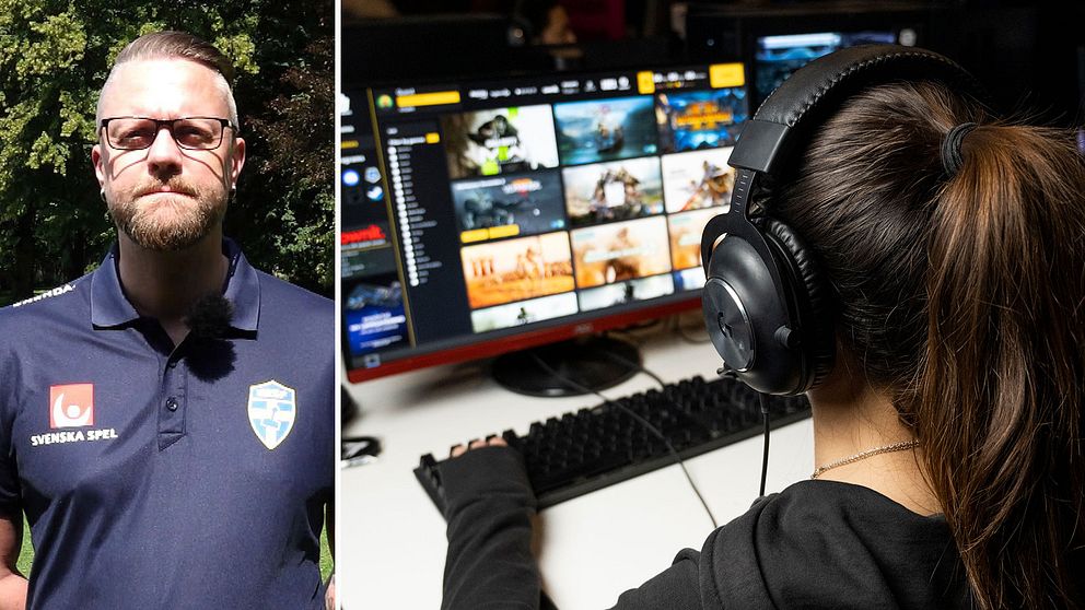 Martin till vänster och en genrebild på en ung tjej som spelar spel