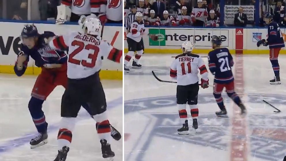 Slagsmål mellan tio spelare i NHL-matchen mellan NY Rangers och New Jersey Devils